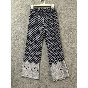 Sim & Sam Pants Womens S Blue Palazzo Boho Wide Leg  Floral Lounge